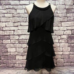SL Fashions Black Layered Sleeveless Dress Size 10